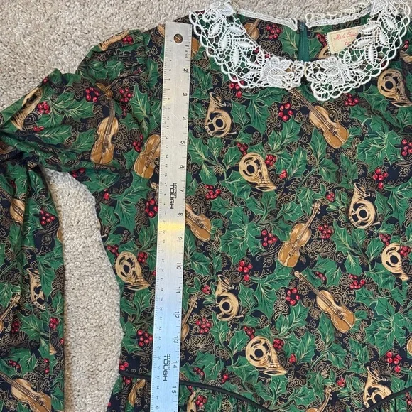 Vintage Handmade Floral Dress with Lace Collar Cottagecore Feminine Size 10/12 - Picture 12 of 14